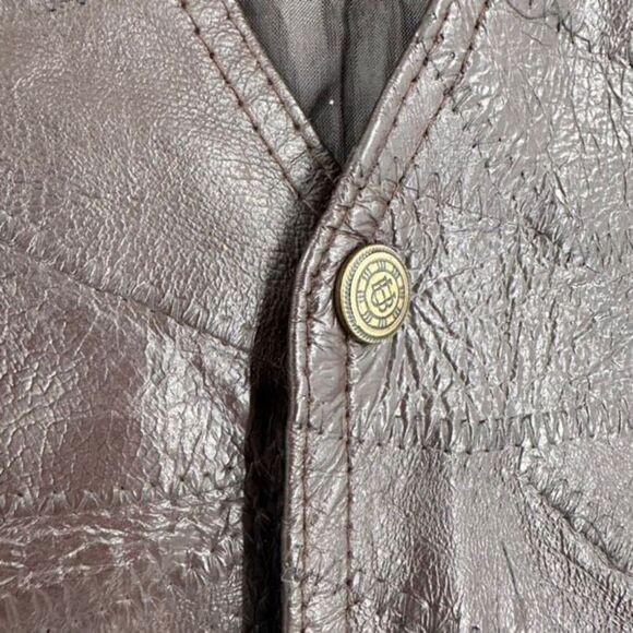 Vintage Direct Source Men's Leather Lined‎ Sleeveless Vest Patchwork Brown Large - Picture 4 of 13